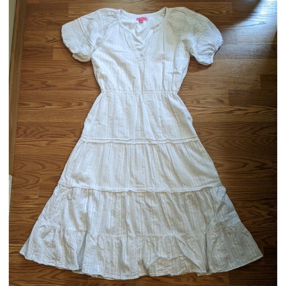 Betsey Johnson White Tiered Midi Dress